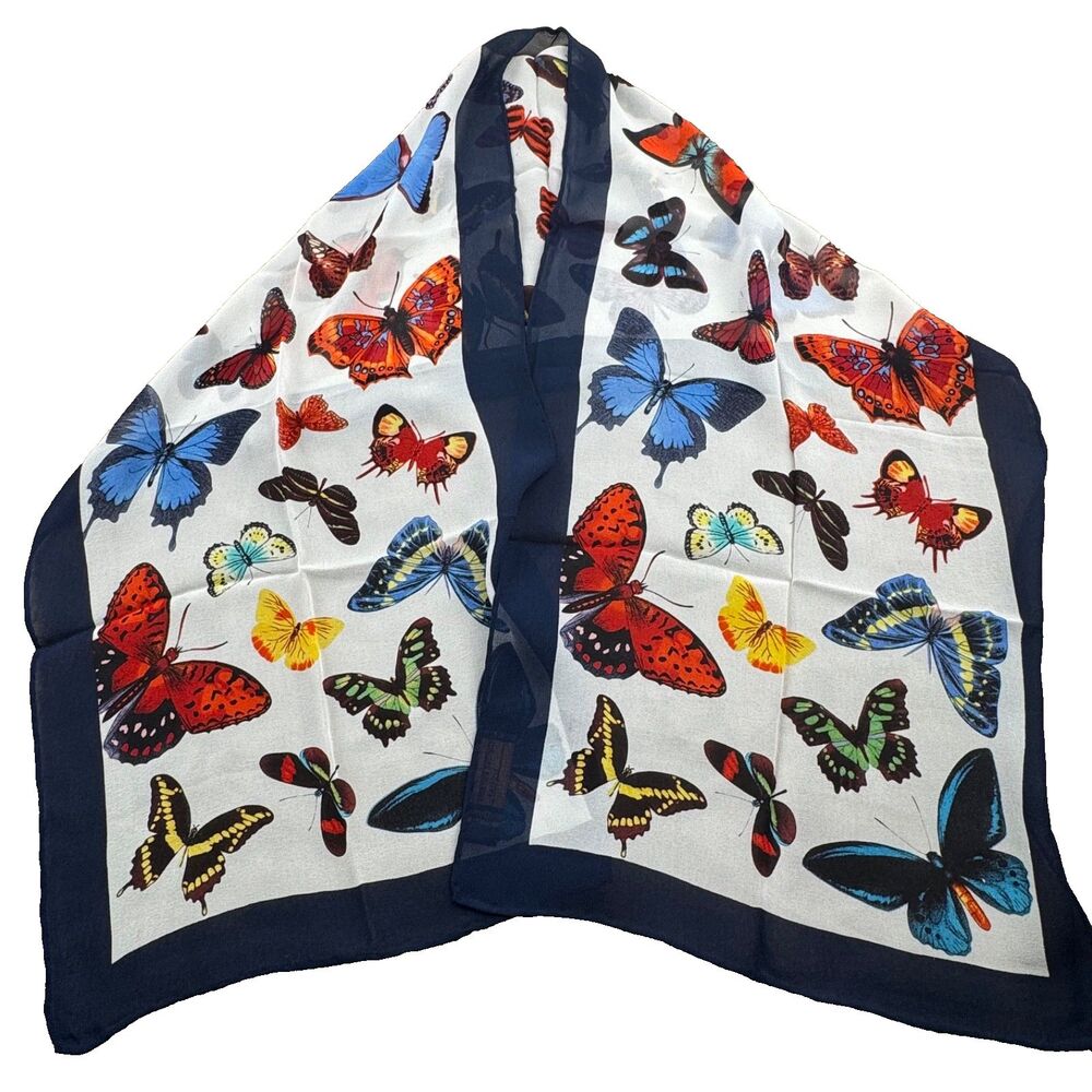 Vintage Limited Edition By OSIAS 100% Silk Scarf Butterfly 13X49 Rectangle